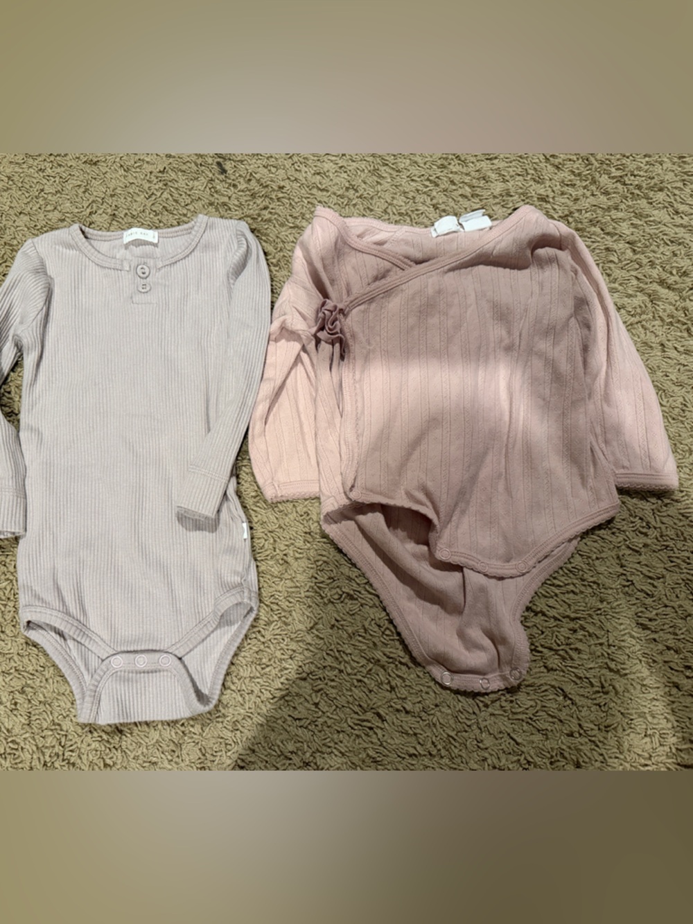 Jamie Kay Ribbed Long-Sleeve Bodysuits in Blush Pink and Light Mauve